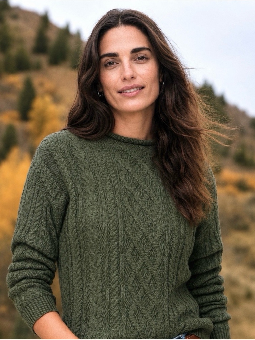 J. Crew Factory Olive Green Cable Rollneck Sweater M